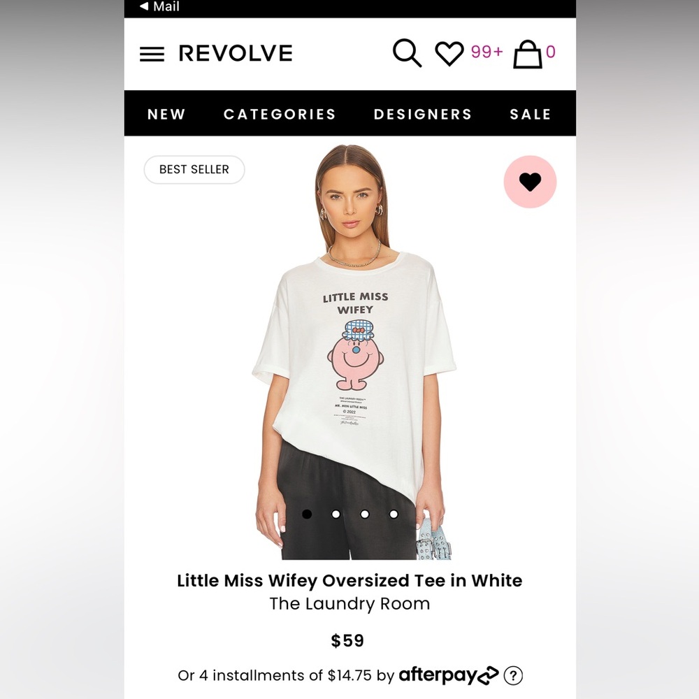 The Laundry Room Little Miss Wifey Oversized Tee in White Size XS